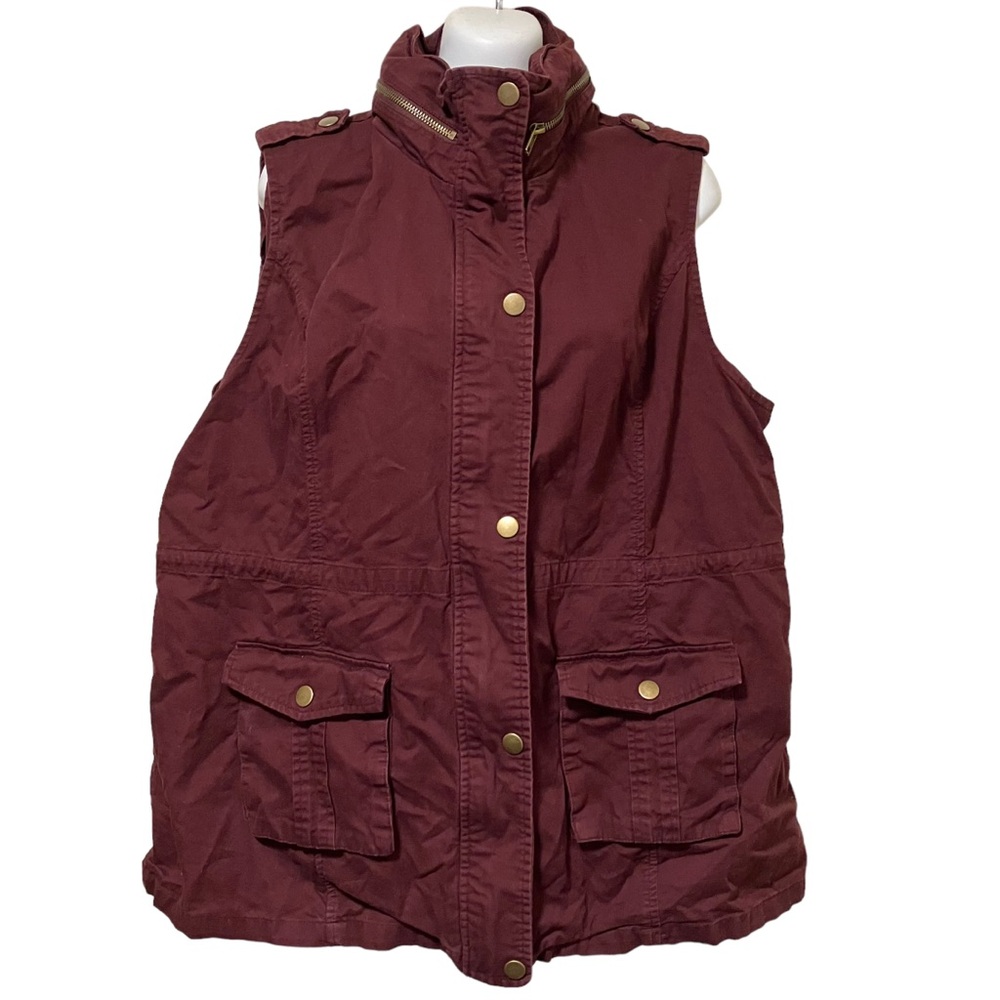 Market & Spruce Jahana Burgundy Cargo Vest